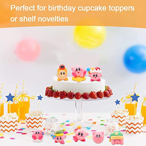Kirby Juego de Juguetes, 8 piezas Kirby Cake Topper, DIY Cake Topper Figuras, Cupcake Topper Figuras, Kirby Theme Suministros de fiesta, Decoración para Tartas