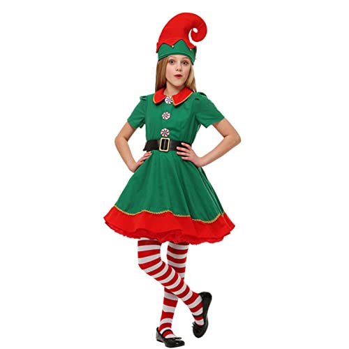 Kirdume Disfraz De Elfo Para Niños, Elfo Navidad Para Niños, Elfo Para Hombre, Elfo Navidad Para Mujer Y Niña, Ayudante Papá Noel Para ujer