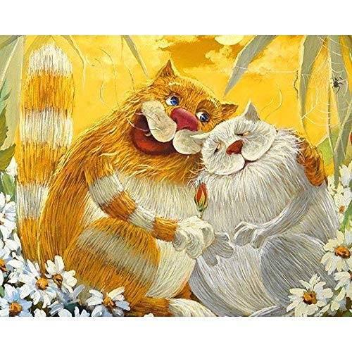 Kit de pintura al óleo de bricolaje por números para adultos, imágenes de gatos lindos coloridos por números, pintura de arte de pared acrílica de animales A16 30x40cm