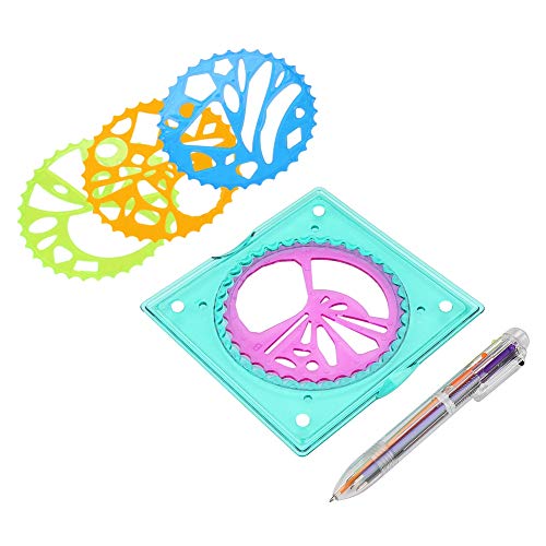 Kit de Regla de Dibujo de Engranaje de Creatividad, Herramienta de Pintura Espiral de Regla geométrica Diseño de artesanía Juguete Educativo Suministros de papelería para niños