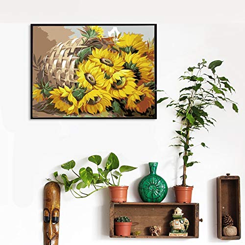 Kits de pintura de bricolaje por números girasoles abstracto moderno cuadro de arte de pared para el hogar pintura de flores por números A12 60x75cm
