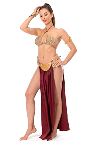 KoleGoe Leia - Disfraz de esclavo para mujer, disfraz de Leia, disfraz de princesa Leia, disfraz de Halloween y cosplay