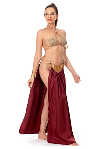 KoleGoe Leia - Disfraz de esclavo para mujer, disfraz de Leia, disfraz de princesa Leia, disfraz de Halloween y cosplay