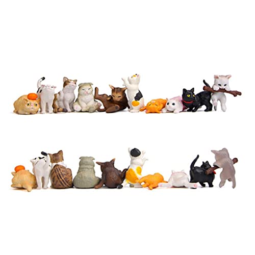 KUKIFUN 10 piezas lindas figuras de gato, Kawaii Gatito Figuras Juguetes Set Mini Gatito Figuras Colección, Juego de Juego, Animal Gatos Personaje Juguetes para Adornos para Pasteles, Jardín,