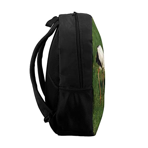 LAerper Mochila de grúa blanca de 17 pulgadas, mochila escolar con estampado 3D de grúa solitaria en las montañas con bolsillos grandes, para niños y niñas