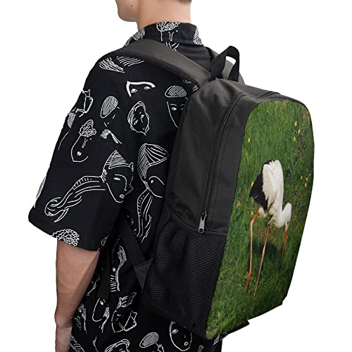 LAerper Mochila de grúa blanca de 17 pulgadas, mochila escolar con estampado 3D de grúa solitaria en las montañas con bolsillos grandes, para niños y niñas