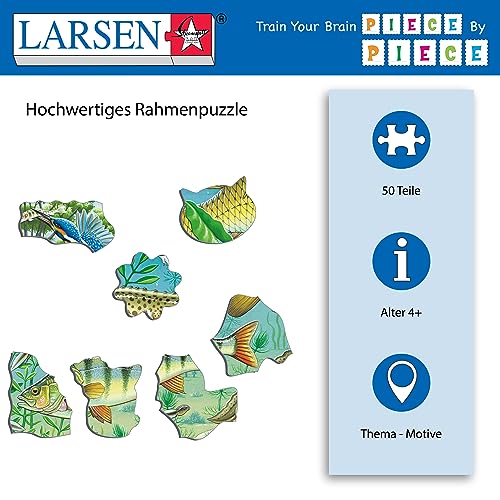 Larsen FH19 Ecosistema de Estanque de Agua Europeo, Puzzle de Marco con 50 Piezas