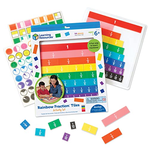 Learning Resources Azulejos de fracciones de arco iris con bandeja 10 x 32,5 x 3,3 cm
