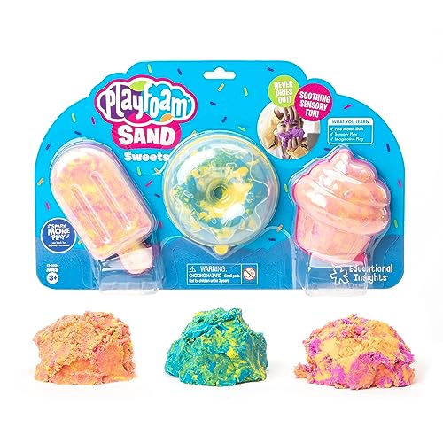 Learning Resources- Sand Toy Dulces Playfoam estrujar, Mezclar, moldear y Crear, Arena de Juegos de Color Rosa, Azul y Amarillo, no se Seca, Pack de 3, 3+ años, Multicolor (EI-2234)