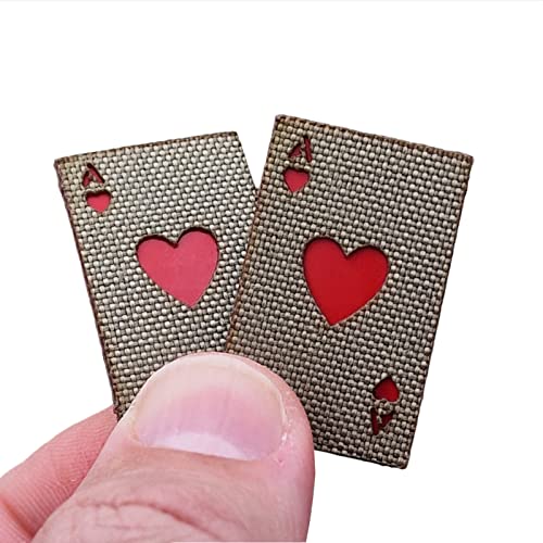 LEGEEON Set of 2 Mini Ace of Hearts Patches Playing Card Cat Eye Lasercut