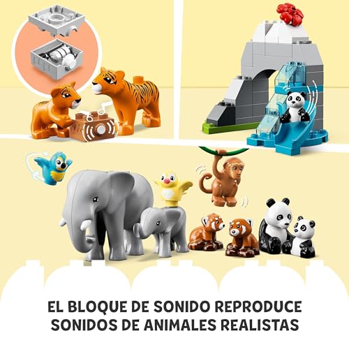 LEGO 10974 Duplo Fauna Salvaje de Asia, Animales de Juguete con Sonido, Aprendizaje Temprano, Oso Panda, Regalo para Niños y Niñas de Entre 2 y 5 Años