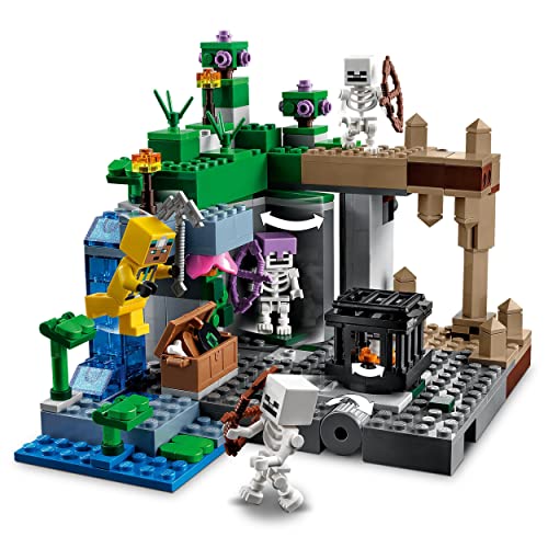 LEGO 21189 Minecraft La Mazmorra del Esqueleto, Juguete para Niños, Set con Cuevas & 21178 Minecraft El Refugio-Zorro, Juguete de Construcción con Figuras de Zombi Ahogado y Animales