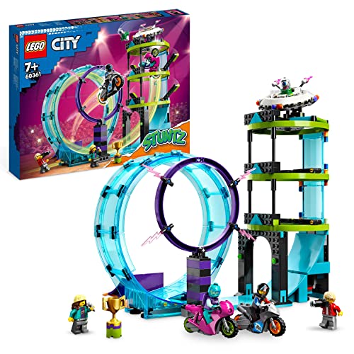 LEGO 60361 City Stuntz Desafío Acrobático: Rizo Extremo, 1 o 2 Jugadores, 2 Motos de Juguete con Retro Fricción, Regalo de Cumpleaños, Set de 2023