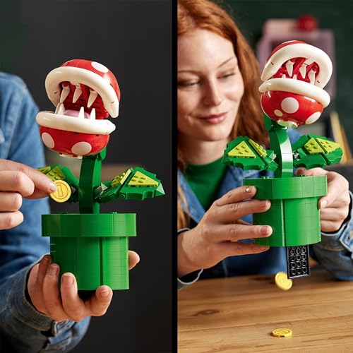 LEGO 71426 Super Mario Planta Piraña, Figura de Personaje Articulada con Tubería y 2 Monedas, Maqueta para Construir para Adultos, Decoración de Habitación, Regalo para Hombres, Mujeres y Adolescentes