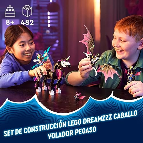 LEGO 71457 DREAMZzz Caballo Volador Pegaso Juguete para Construir una Criatura Fantástica de Dos Maneras Diferentes. Incluye Minifiguras de Zoey, Nova y el Rey de Las Pesadillas de la Serie de TV