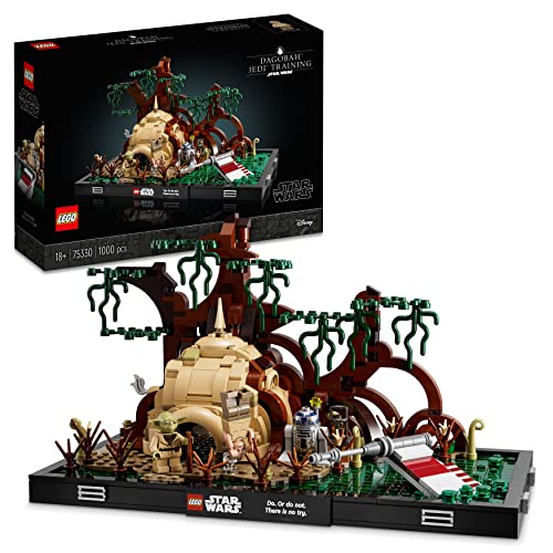 LEGO 75330 Star Wars Diorama: Entrenamiento Jedi en Dagobah, Yoda y Luke Skywalker, Maqueta para Construir Adultos, Día del Papa