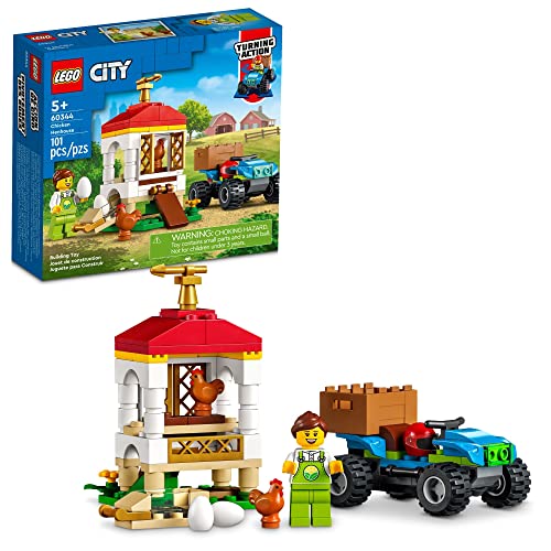 LEGO City Chicken Henhouse 60344 - Juego de juguetes de granja para niños, niños y niñas a partir de 5 años (101 piezas)