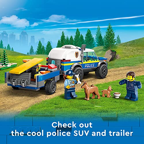 LEGO City Mobile 60369 - Coche de juguete SUV con remolque, carrera de obstáculos y figuras de cachorro, juego de animales para niños y niñas a partir de 5 años