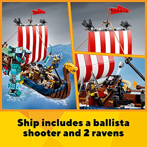 LEGO Creator 3 en 1 Viking Ship and The Midgard Serpent 31132 Juego de juguetes de construcción para niños, niñas y niños a partir de 9 años (1.192 piezas)