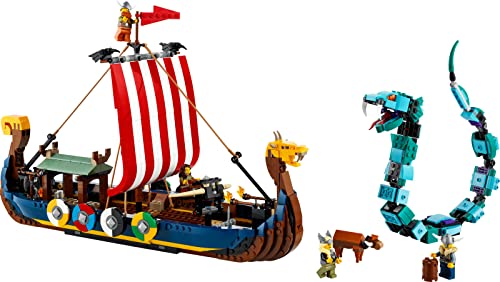 Lego Creator 31132 - Juego de 2 barcos vikingos con serpiente Midgard y barco pirata 31109