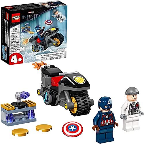 LEGO Marvel Captain America and Hydra Face-Off 76189 Collectible Building Kit; Captain America and Motorcycle Set; New 2021 (49 Pieces)