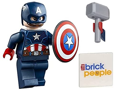 LEGO Superhéroes: Minifigura Capitán América con escudo y Mjolnir