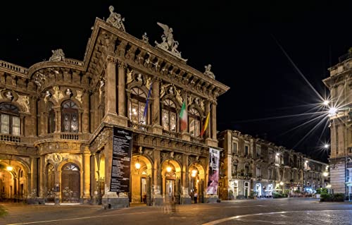 LHJOYSP Puzzle panoramico 500 Piezas Ciudad Ópera Italiana, Sicilia, Teatro Massimo Bellini, Catania 52x38cm
