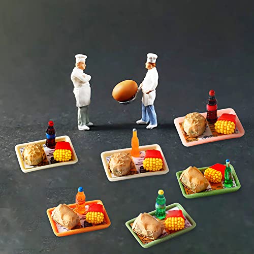 LICHENGTAI Mini Comida Jugete, Juego de Hamburguesas Y Patatas Fritas de Simulación de Comida en Miniatura para Casas de Muñecas, Utensilios Cocina Juguete Juego de Roles de Cocina