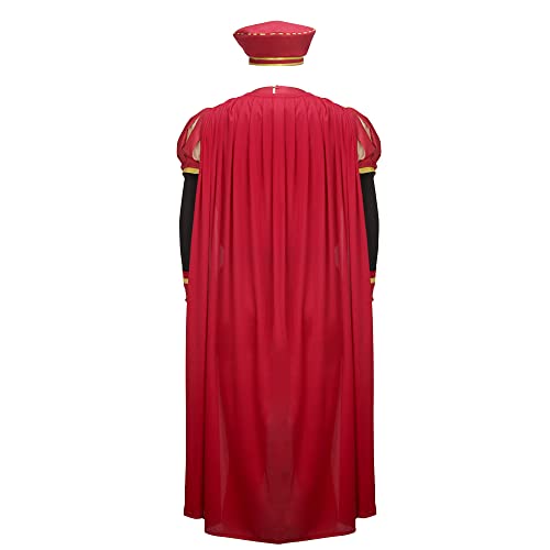 LIKUNGOU Túnica de Rey Lord Farquaad Cosplay Conjunto Completo con Sombrero Traje Rojo para Hombres Adultos Halloween Navidad Vestido de Lujo (L)
