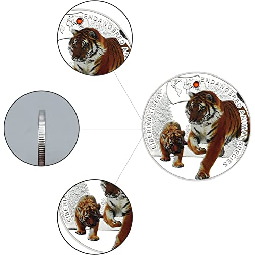 Lipfer Africa Animal Coin Set 10pcs Monedas De Animales En Peligro De Extinción De África con Monedas De Metal Chapadas En Plata De Diamante para Regalos De Año Nuevo De Navidad