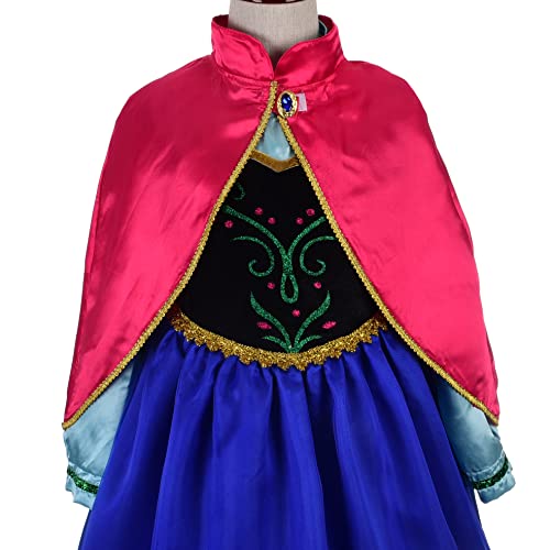 Lito Angels Vestido de Princesa Anna con Capa Disfraz Reino del Hielo para Niñas Pequeñas Talla 2-3 años