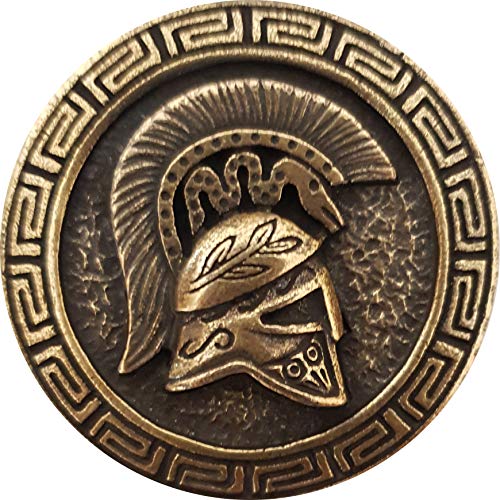 Llavero Antiguo Espartano Casco de Batalla Moneda Escudo Llavero Película 300 B, dorado, L