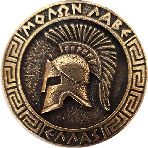 Llavero Antiguo Espartano Casco de Batalla Moneda Escudo Llavero Película 300, dorado, L