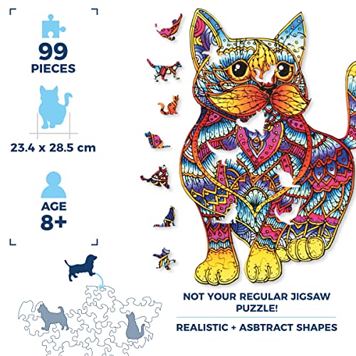 Logica Juegos Art. El Gato - Mandala Puzzles - Puzzle de Madera - Puzzle de Forma Innovadora - 23.4 x 28.5 cm - 99 pz