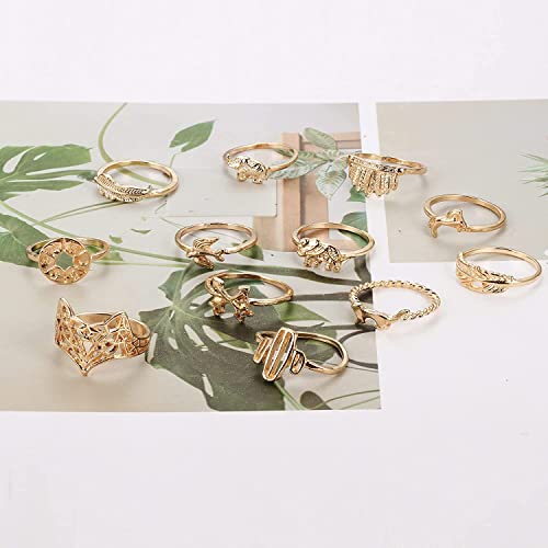 LOLIAS 72Pcs Midi Ring Bohemian Knuckle Ring Sets Fashion Finger Vintage Retro Silver/Golden Anillos Apilables Para Mujeres Knuckle Midi Rings