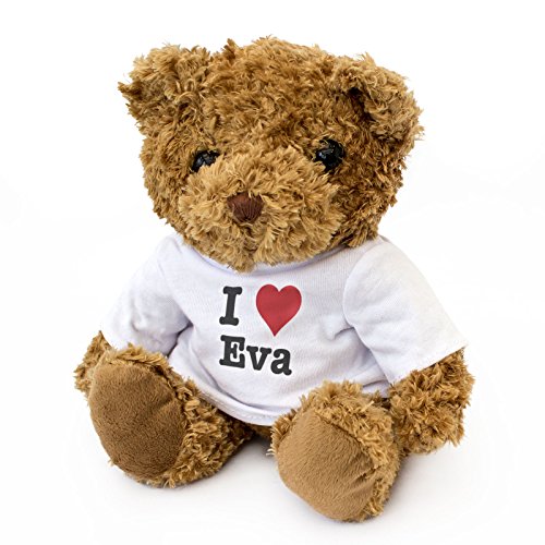 London Teddy Bears Oso de Peluche con Texto en inglés I Love EVA, Bonito y Acogedor, Regalo de cumpleaños, Navidad, San Valentín