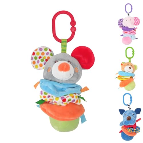 Lorelli juguete bebés vibración, anillo en C, zonas plegables, juguete de agarre, color:gris
