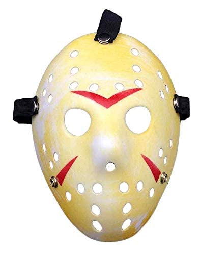 Lovelegis Máscara de monstruo Jason - Carnaval - Película de terror - Vorhees - Halloween - Portero - Hockey - Idea de regalo, amarillo, Talla única