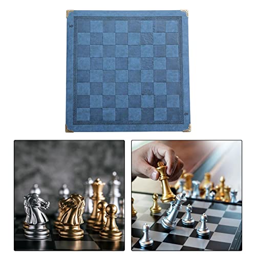 LOVIVER Tapete de Mesa, tapete de Tablero de ajedrez, Cuero de PU portátil Decorativo, Resistente al Agua Resistente al Calor, tapete de Tablero de ajedrez, Azul