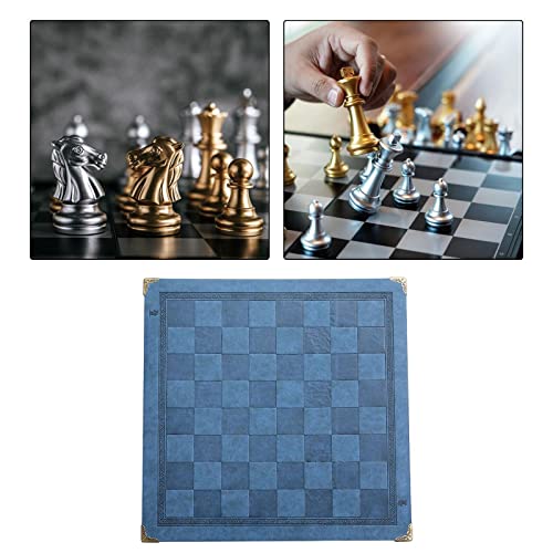 LOVIVER Tapete de Mesa, tapete de Tablero de ajedrez, Cuero de PU portátil Decorativo, Resistente al Agua Resistente al Calor, tapete de Tablero de ajedrez, Azul