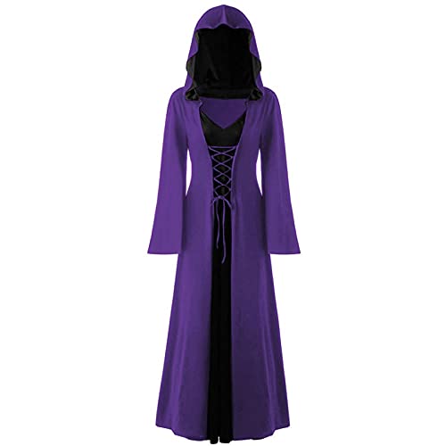 LPFNSF Vestido de bruja vintage, disfraz de vampiro de Halloween para mujer, talla grande, disfraz renacentista para mujer, vestido medieval (D,4XL)