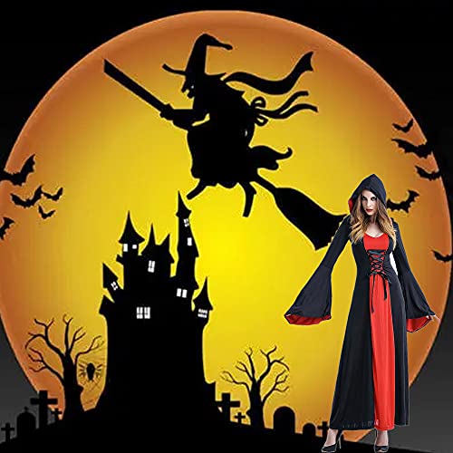 LPFNSF Vestido de bruja vintage, disfraz de vampiro de Halloween para mujer, talla grande, disfraz renacentista para mujer, vestido medieval (D,4XL)