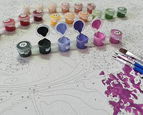 LukFun DIY Kit de Pintura al óleo por números para Adultos, Pintura por números en Lienzo, Mariposas Coloridas y Belleza Dama 40 x 50 cm (Flower Girl, sin Marco)
