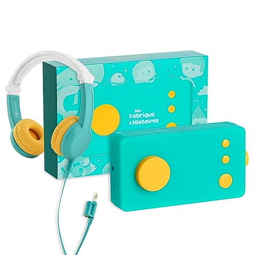 Lunii – Pack de viaje de mi fábrica con historias nuevo modelo y octava – Caja de historias con auriculares octavo audio para niños
