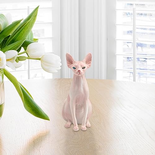 LVTFCO Modelo de Gato sin Pelo - Mini Figuras de Gato para Mascotas Juguete esfinge Gato Animales Figura Juguetes | Modelo de Gato sin Pelo en Miniatura de simulación de 3,74 * 3,54 * 1,57 Pulgadas
