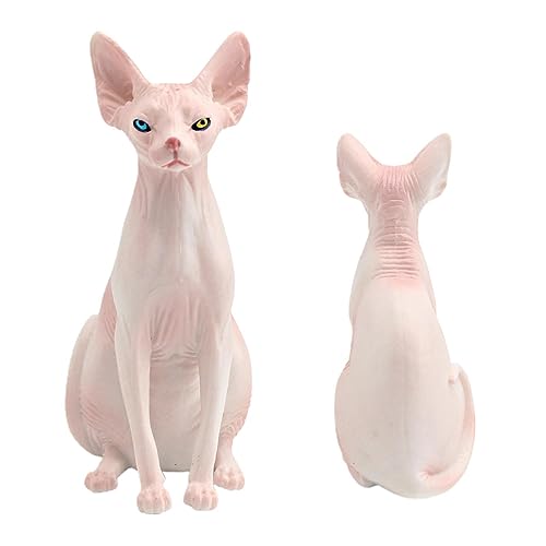 LVTFCO Modelo de Gato sin Pelo - Mini Figuras de Gato para Mascotas Juguete esfinge Gato Animales Figura Juguetes | Modelo de Gato sin Pelo en Miniatura de simulación de 3,74 * 3,54 * 1,57 Pulgadas
