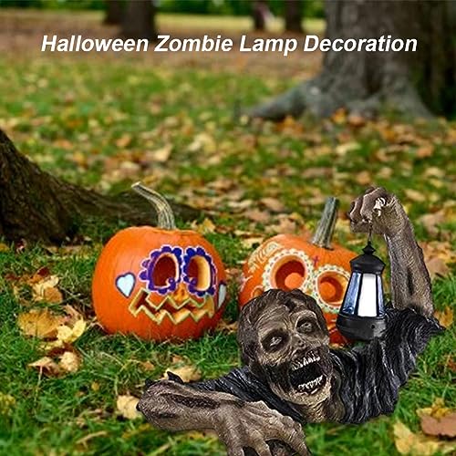LYEAA Modelo de zombies de tumba para gatear, accesorio de adorno de Halloween que se arrastra desde la tumba con linterna LED, impermeable, funciona con pilas, para césped y patio (solar)