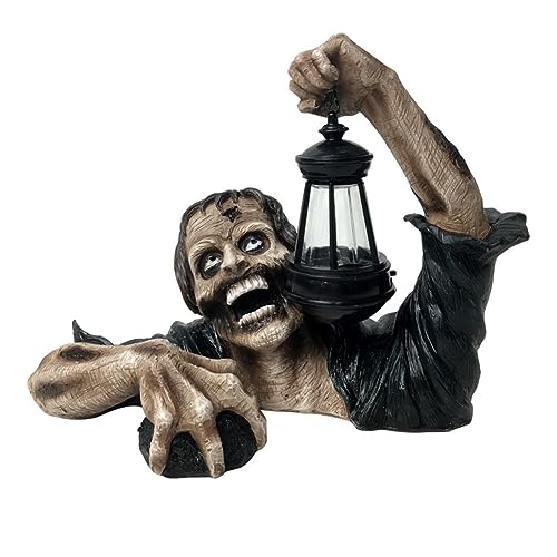 LYEAA Modelo de zombies de tumba para gatear, accesorio de adorno de Halloween que se arrastra desde la tumba con linterna LED, impermeable, funciona con pilas, para césped y patio (solar)