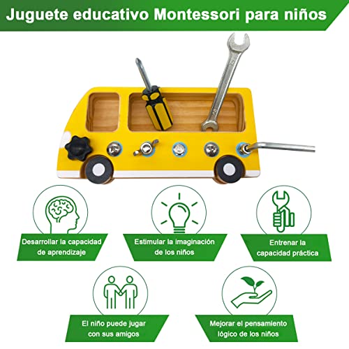 Lyrelove Tablero de Destornillador Montessori para Niños, Juguete Educativo de Habilidades Básicas Aprendizaje Materiales Juguetes Creativos Regalo, Juguetes de Actividad para Niño