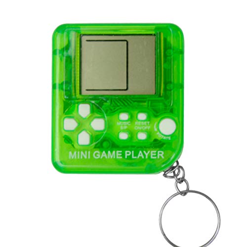 Macabolo Mini juego clásico retro de tetris, consola portátil llavero LCD de mano juegos jugadores anti-estrés juguetes electrónicos llavero
